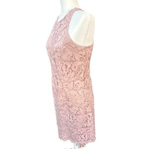 Eliza J Blush Pink Lace Sleeveless Shift Shealth Pencil Midi Dress size 4